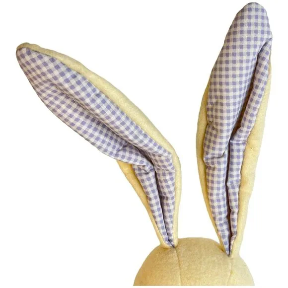 Hallmark Earsley Bunny Rabbit Plush Purple Check Ears Plaid Bow Felt 19” Toy VTG - Picture 2 of 9